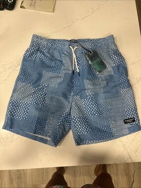 NWT Islandhaze Men’s  Light Blue Patchwork Swim Trunks! Size XXL/38